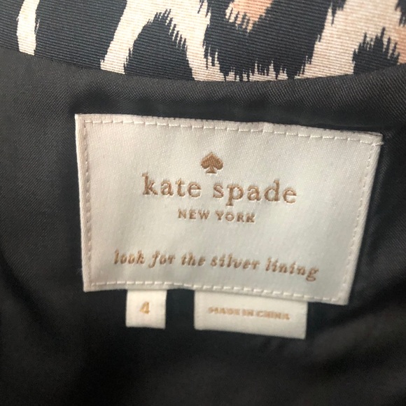 Kate Spade 4 Dress Black Tan Cream Animal Leopard print Pockets Excellent - Picture 2 of 9